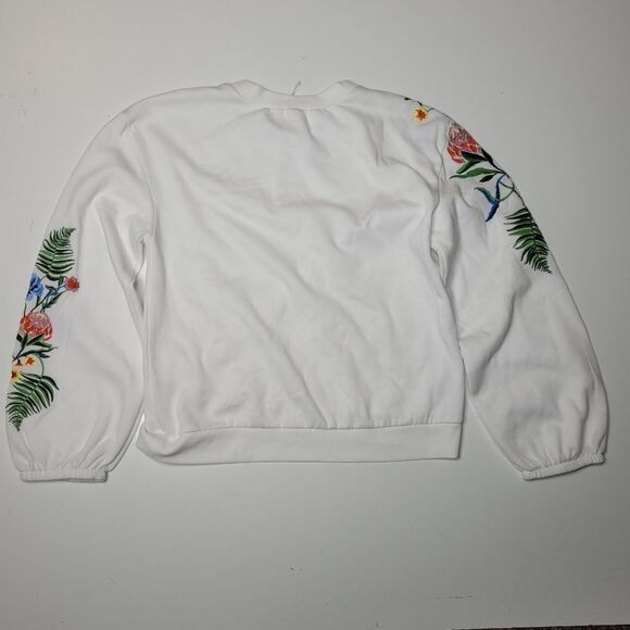 NEW S Johnny Was style embroidered floral cuffed oversized sweatshirt small NWT - Picture 9 of 10